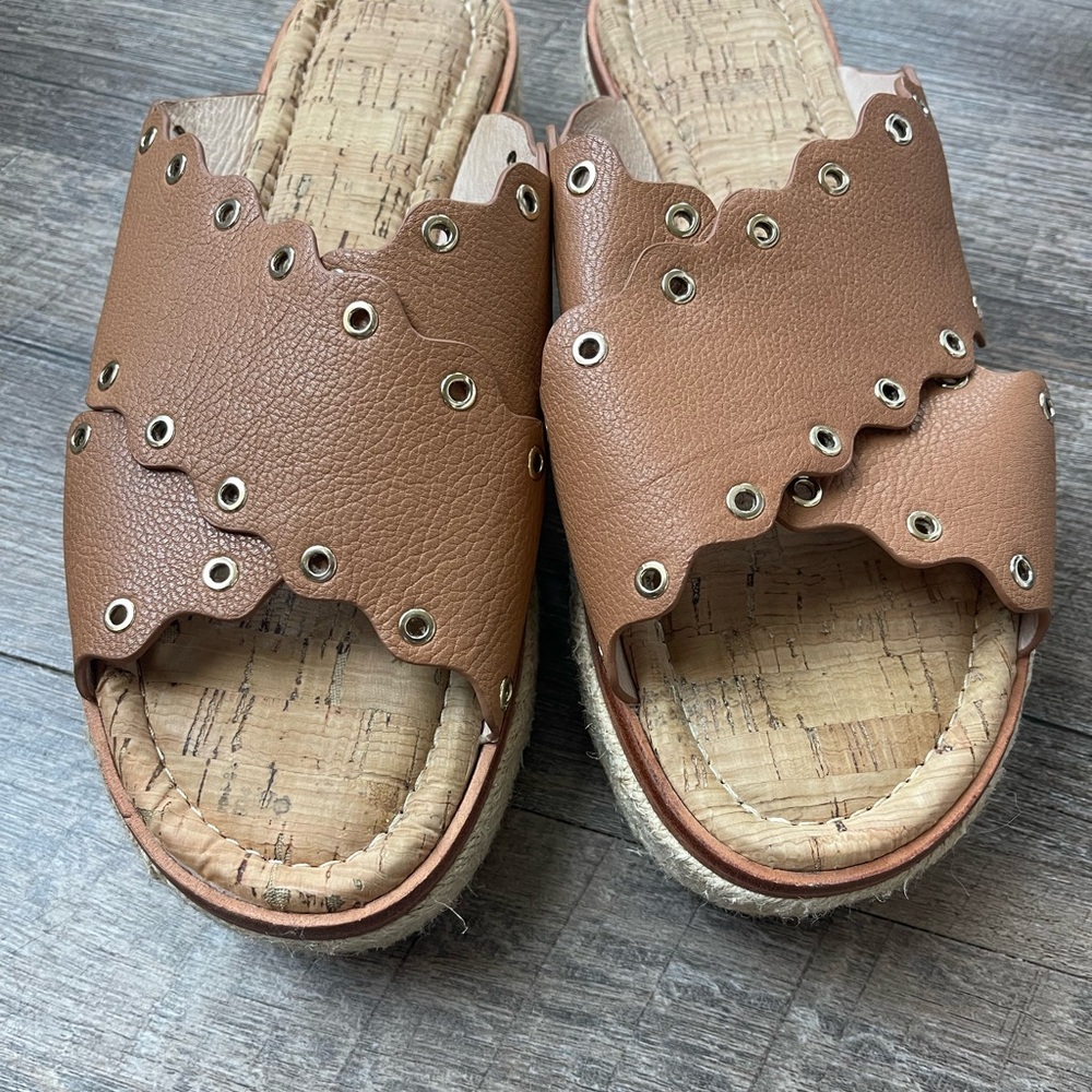 Antonio Melani leather platform espadrille sandals - Picture 3 of 10